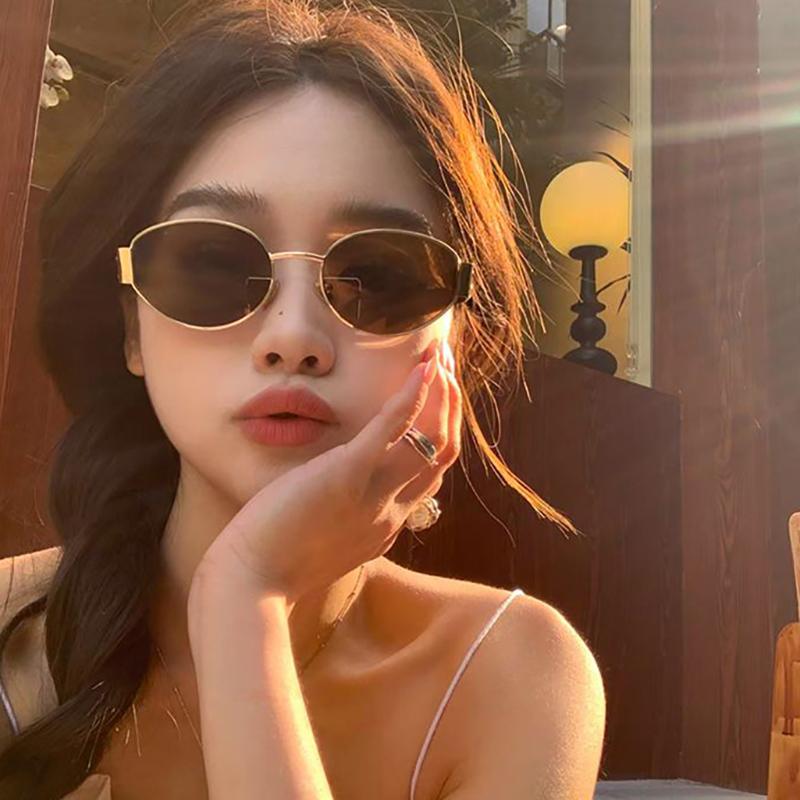 1 Τεμάχιο Οβάλ Σχήματος Προσωπικότητας Μεταλλικά Μικρά Στρογγυλά Γυαλιά Αξεσουάρ Παραλίας Για Γυναίκες Γυαλιά Γυαλιά Ηλίου