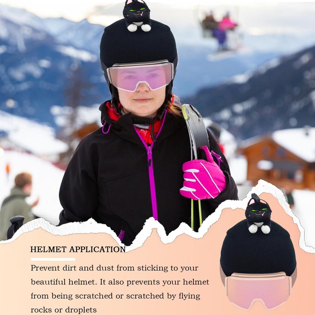 New Cute Cat Ears Ski Headgear Cover Double board Men Women Single Board black Plush Helmet Head Cover Outdoor Warm Protection