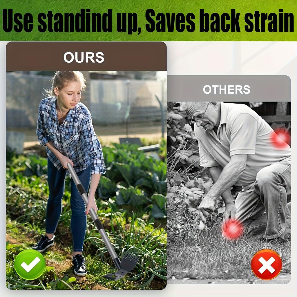 1pc 2-in-1 Weed Rake & Action Hoe, with Efficient Weeding, Digging, Cultivating - Ideal for Professional Landscapers & Home Gardeners - Garden Tool