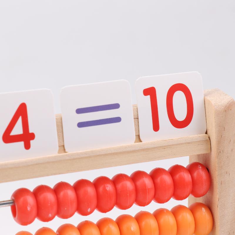 1 Set Number Alphabet Card Preschool Math Learning Wooden Educational Math 10-Row Counting Toy 100 Beads With Counting Sticks