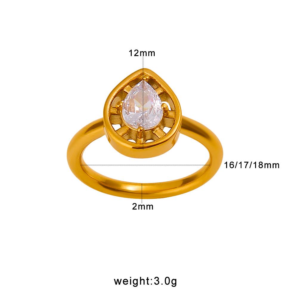Meishi Duo Sparkling Diamond Tear-Drop Ring: Luxury Pear-Shape Index Finger Jewelry Item Size 7