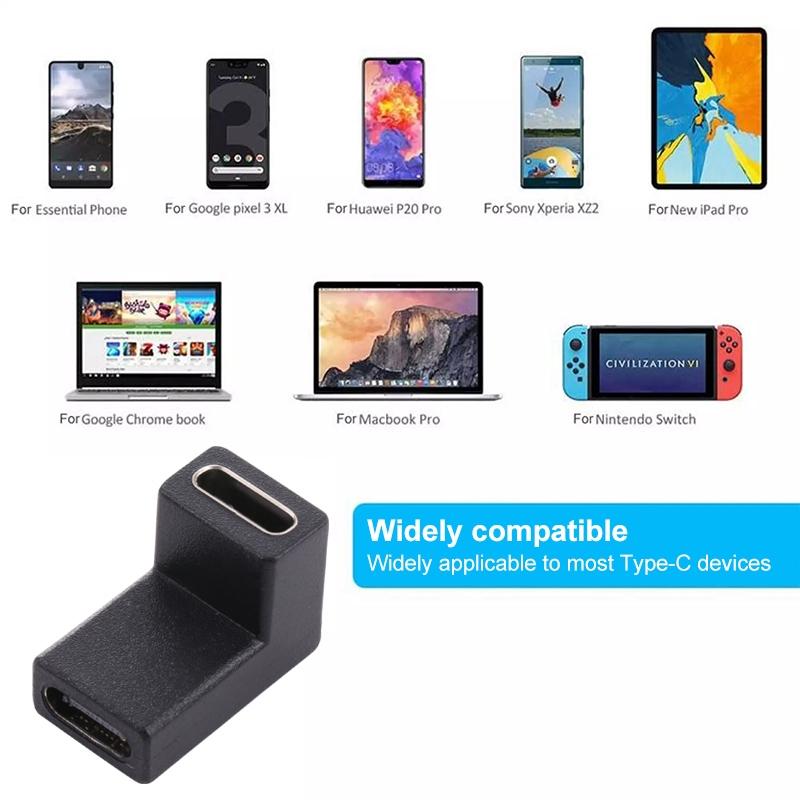 

Type-C Female to Type-C Female Right Angle Charging Adapter Converter As Shown A