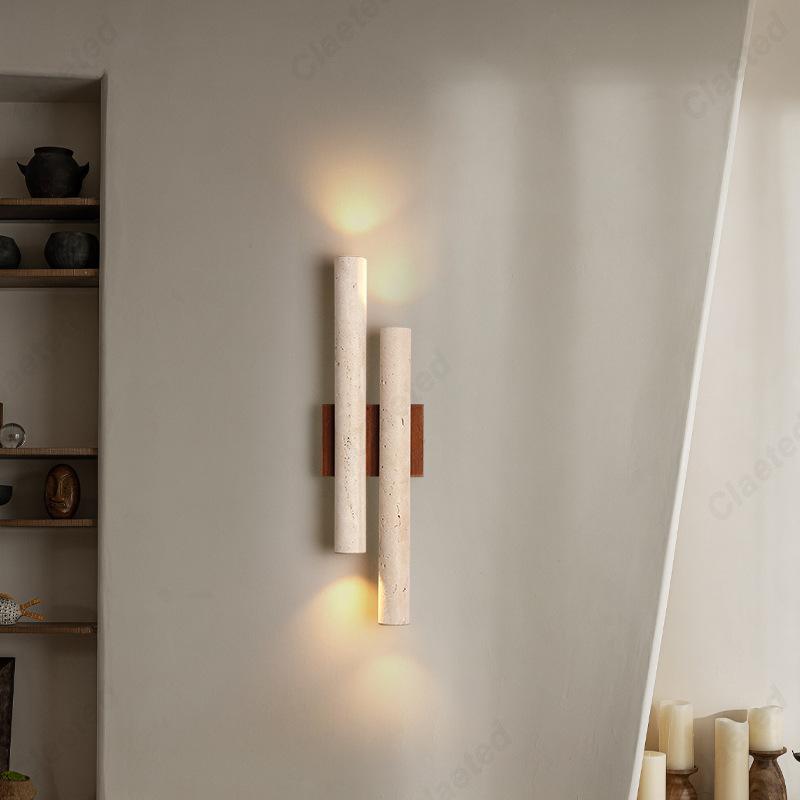 New Retro LED Yellow Hole Stone Long Wall Lamp Living Room Corridor Bedroom Bedside Atmosphere Decorative Lighting