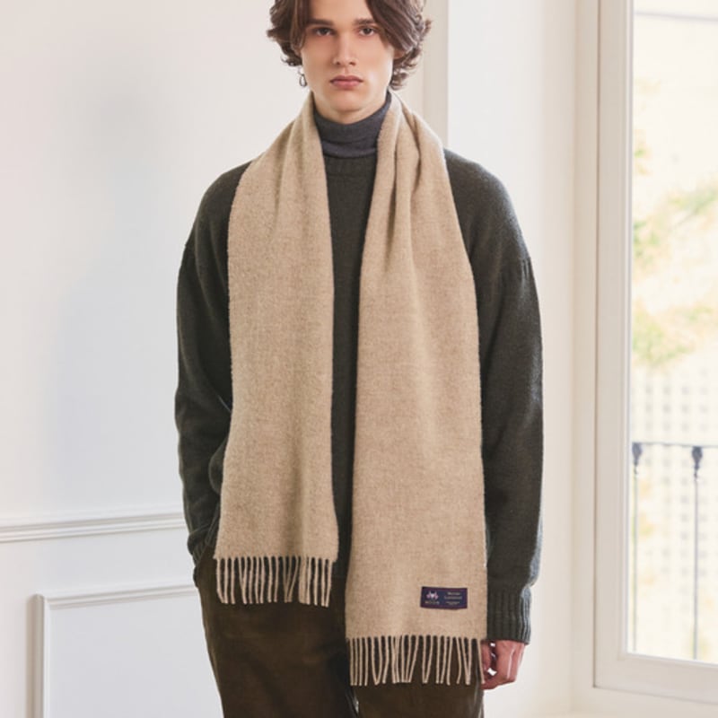 ABRAHAM MOON Merino Wool Muffler 25cm - Beige