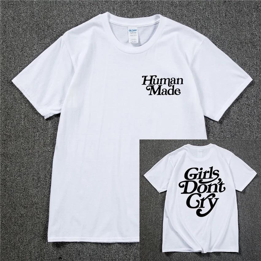 Girls Don’t Cry Human Unisex T-shirt  Unisex Cotton Best Quality Black White Letter Printing Casual Hip Hop Tshirts Harajuku Tops T
