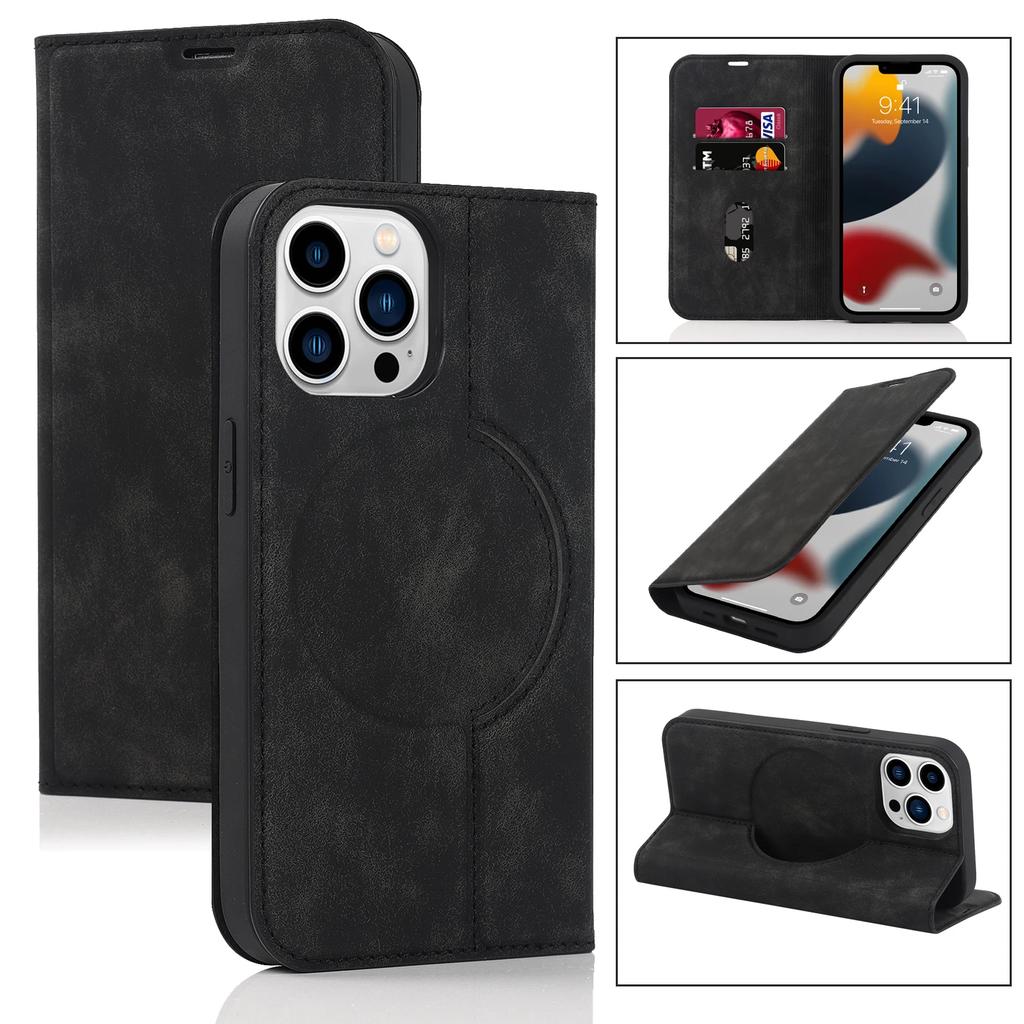 Magnetic Leather Wallet Phone Cover for IPhone 16 Pro Max 14 Plus 13 15 12 for Magsafe Wireless Charging Stand Card Solt Case