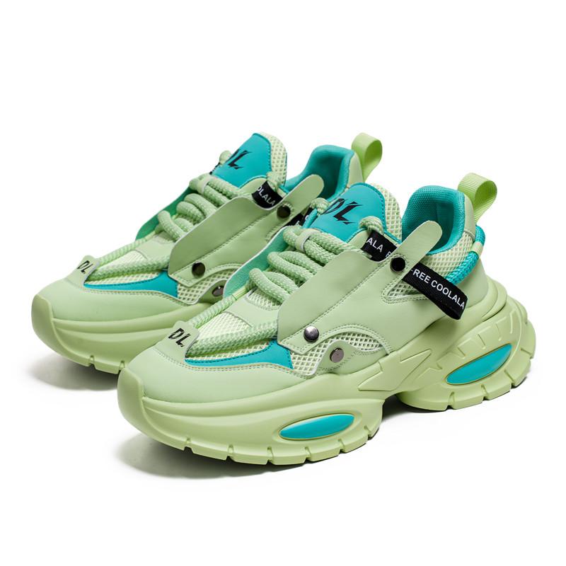 Chunky Sneaker Men Designer Distressed Sport Shoe Fashion Casual Leather Mesh Breathable Height Increased Platform Running Shoes