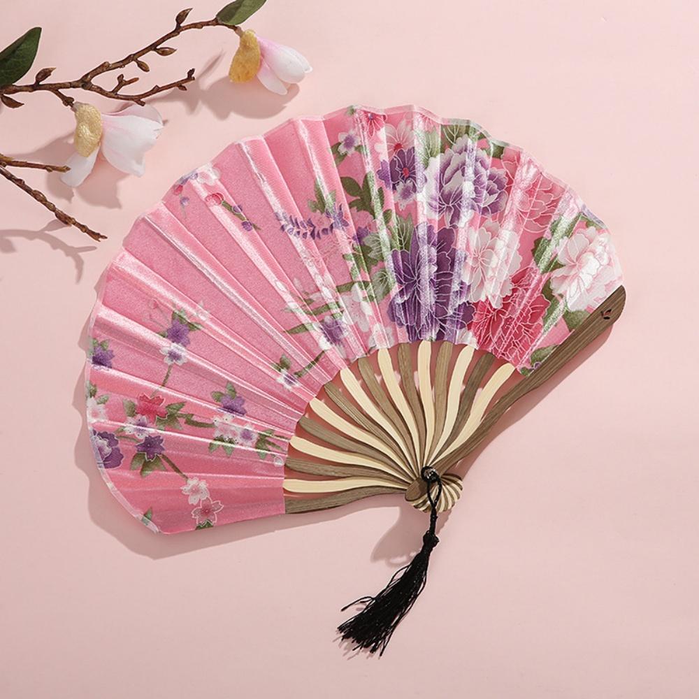 Silk Cloth Hand Fan Elegant Hand Fan Peony Flower Fan Luxurious For Weddings Personal Comfort Dance Recitals