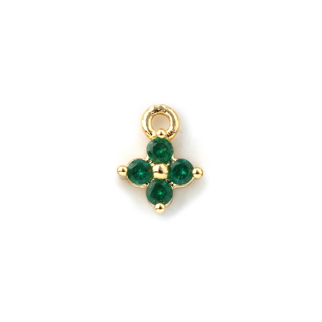 5 Piece Brass & Cubic Zirconia Mini Charms 18K Gold Plated Flower Micro Pave Pendants For DIY Necklace Jewelry Making 8mm x 6mm