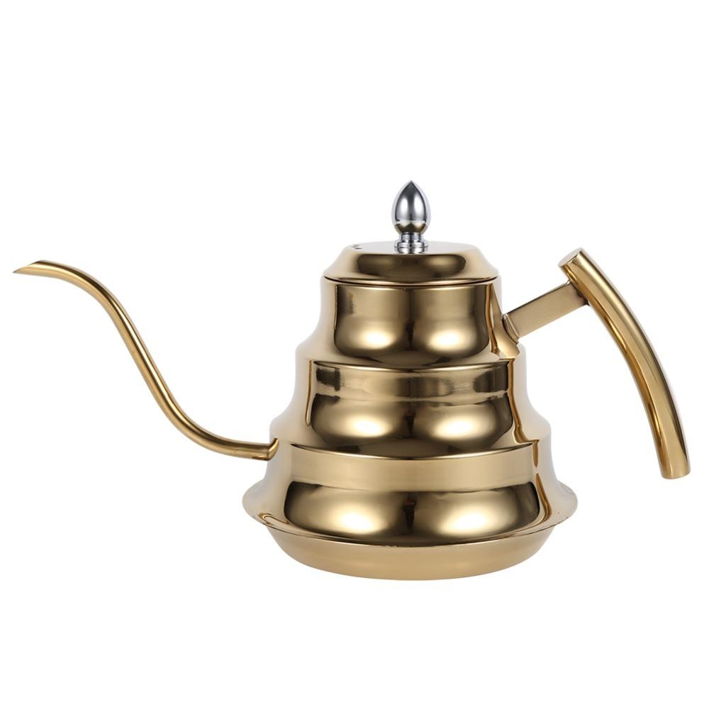 Kaffekanna med svanhals i rostfritt stål Design med bambuled Te-kanna med svanhals Te-sil