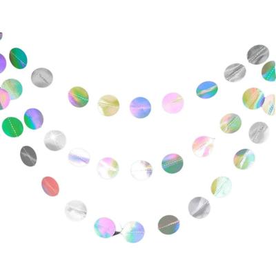 3M/4M Length Paper Banner Silver Iridescent Room Hanging Decoration Paper Shiny Iridescent Paper Birthday Party Decoration