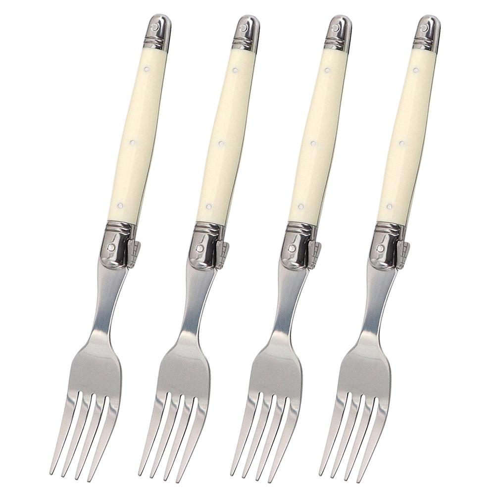 Jaswehome Laguiole Cutlery Set 4piece Steak Knives Forks Soup Spoons Teaspoons Ivory Color Flatware Stainless Steel Tableware