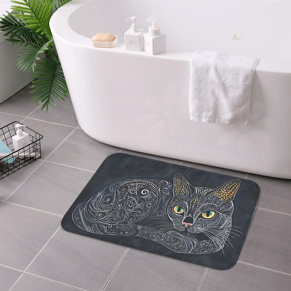 1PC Docorative Feline Kitchen Rug Non-Slip Door Mat Pop design Bathroom Rug Bath Mat Carpet for Home Sink Laundry Decor