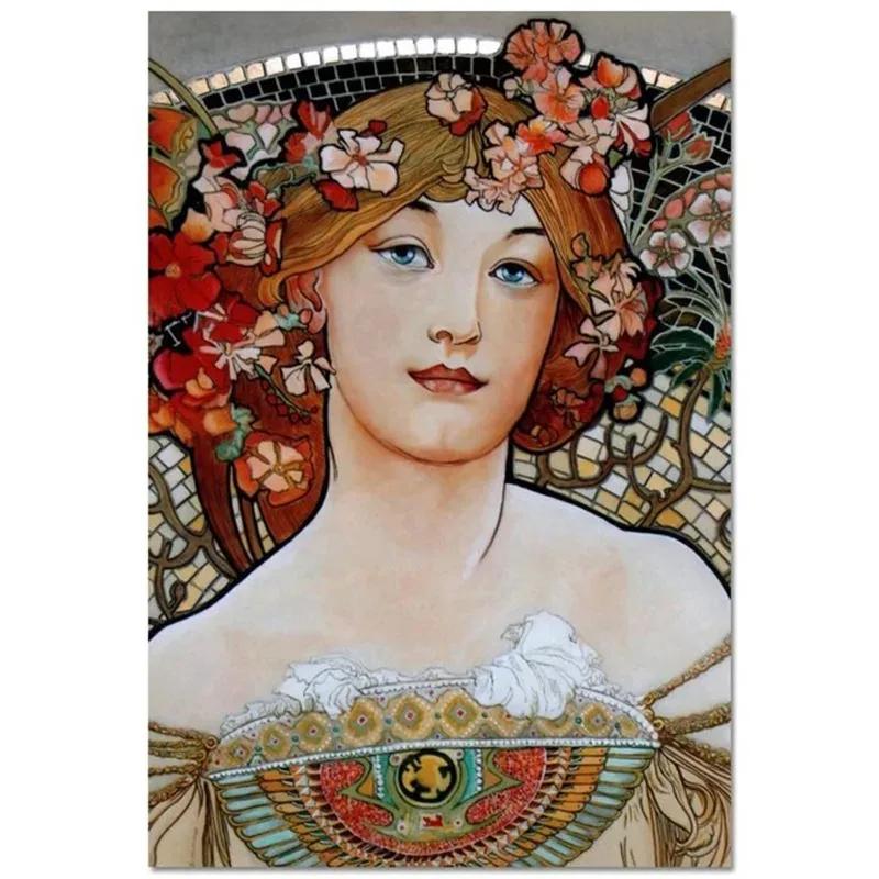 Alphonse Mucha Affisch Pinup-flickor Metallplåtskylt Konst Målning Dekorativa Väggplåtar För Bar Café Vardagsrum Hem Väggdekor