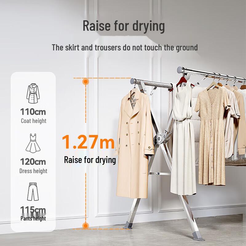 NICHUANG Telescopic Folding Stainless Steel Clothes Drying Rack