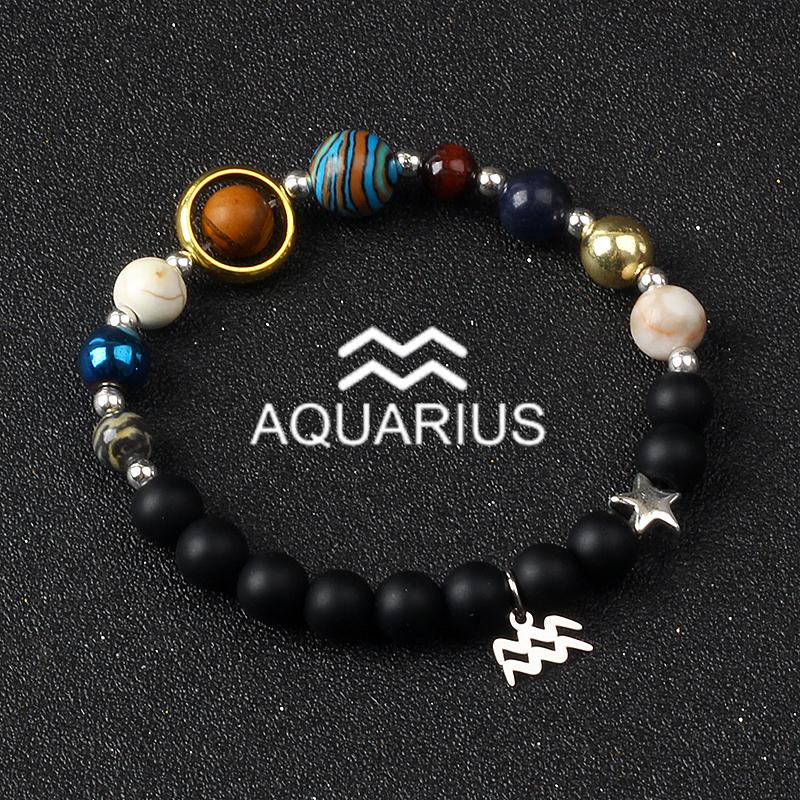 Solar System Galaxy Planets Bracelets for Women Women Zodiac Virgo Cancer Leo Libra 12 Constellation Charm Bracelet Jewelry Gift