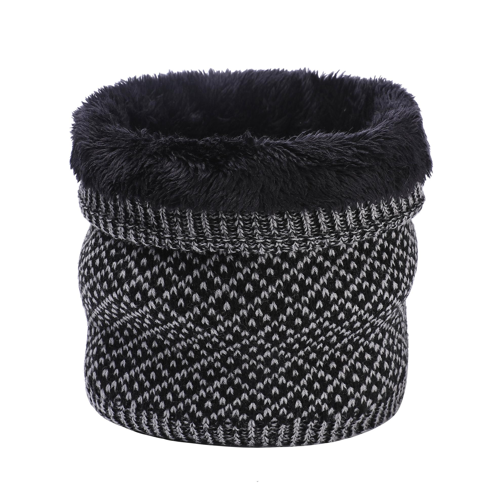 

Winter new warm scarf men s wool plaid scarf fake collar neck cover neck protector knitted scarf women One Size чёрный