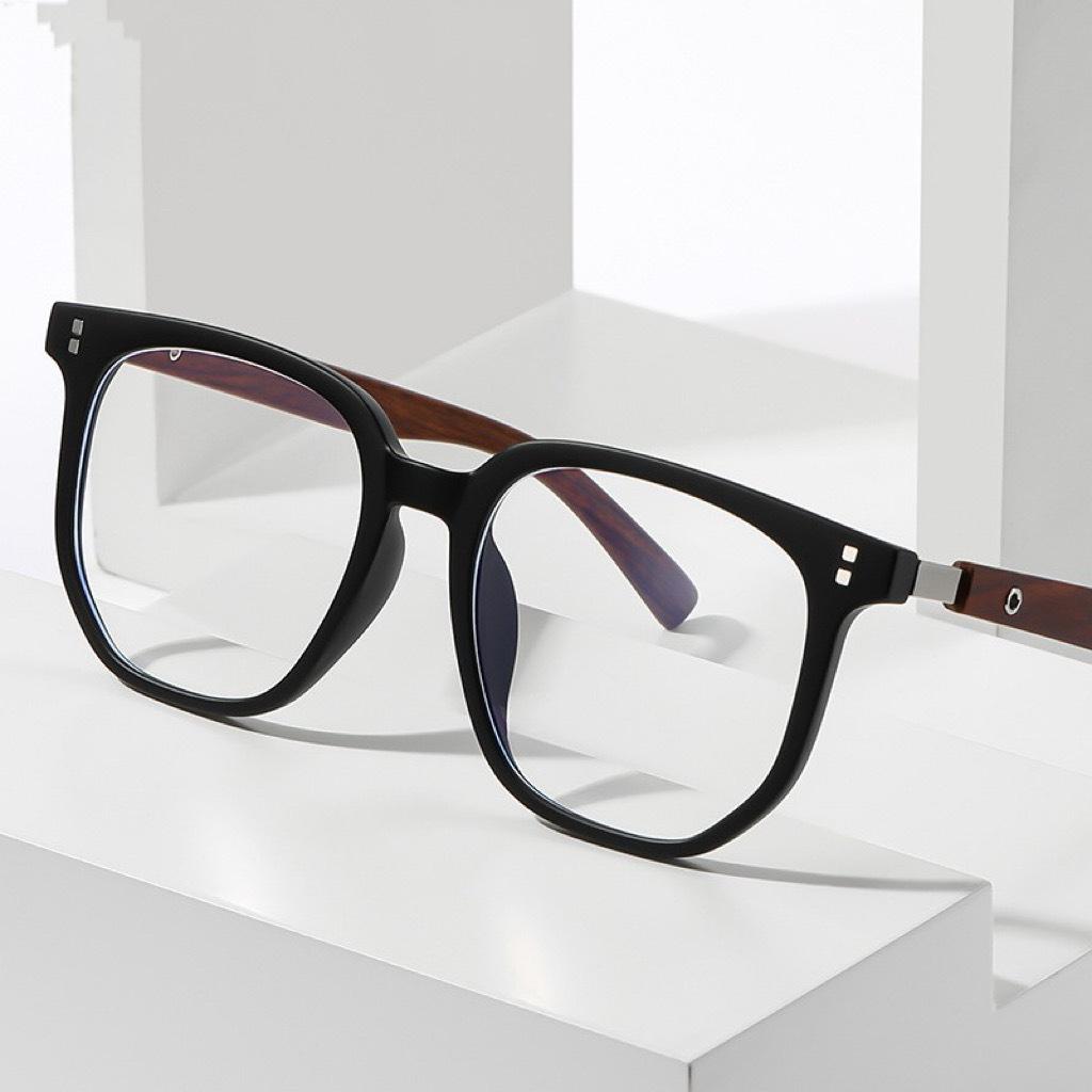 Men'S Neutral Wood Grain Metal Frame Myopia Glasses Myopia Glasses Women'S Glasses 0-1.0-1.5-2.5-3.5 Myopia Glasses
