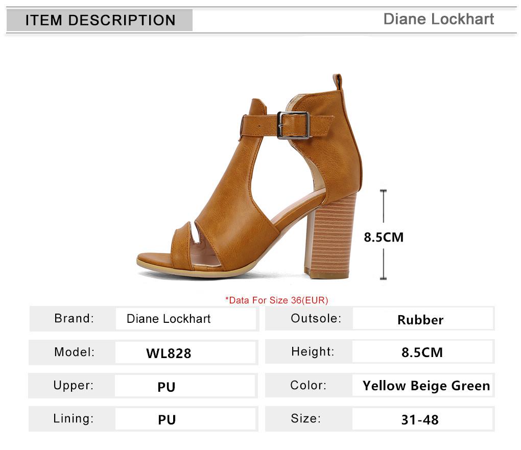 Fashion Women Sandals Chunky High Heels Soild Gladiator Open Peep Toe Women Black Shoes Buckle Beige Green Yellow Sandalias De Mujer