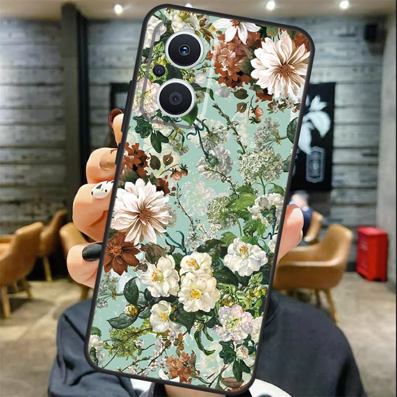 Půlnoční květinový kryt Pro OPPO Reno 13 13F 12 F 11 8T 7 8 10 Pro OPPO Find X8 X6 Pro X3 X5 Lite Kryt Coque