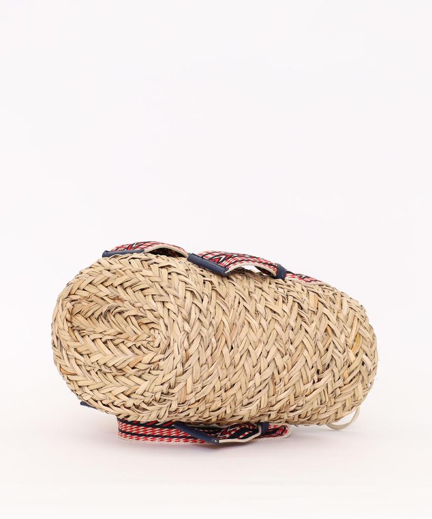 Cuco Damen gemustert mit Bandgriff x Korbtasche aus Seegras, Marineblau (094)
