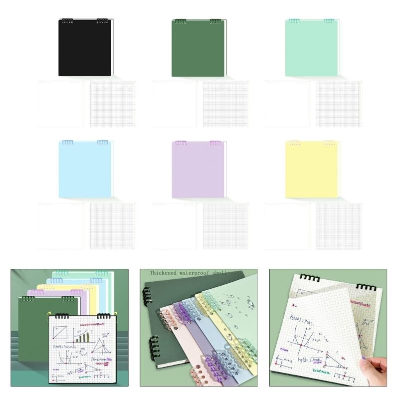 Binder Notebook Refillable 10 Hole Pre-Punched Binder Journal Notebook 120 Pages Gridded for Noting Planning Journaling