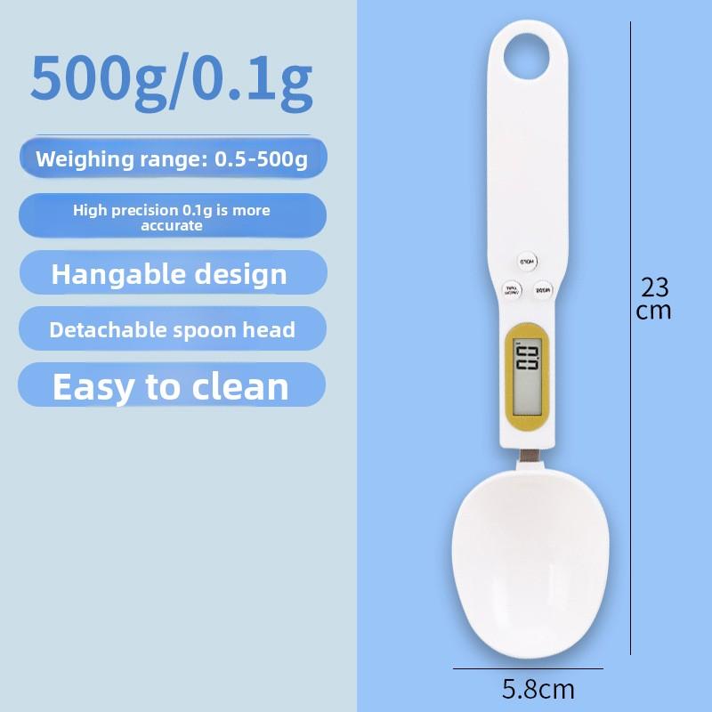 USB Rechargeable Digital Spoon Scale, 0.1g Precision Mini Weighing Spoon, Kitchen Baking & Pet Food Measuring Scale