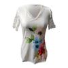 Women's Short Sleeve V-Neck T-Shirt Floral Print Lace Top