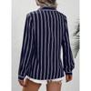 Women's Shirt Autumn Commuting Style Fashion Lapel Blouses Striped Loose Long Sleeved Shirt Women