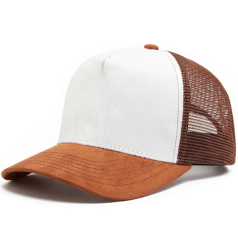 Trendy Fashionableable Men S And Women S 5-Sided Mesh Textured Canvas Work Baseball Cap - Spring/Summer Air Permeable Ventilated Sport Hat Adjustable