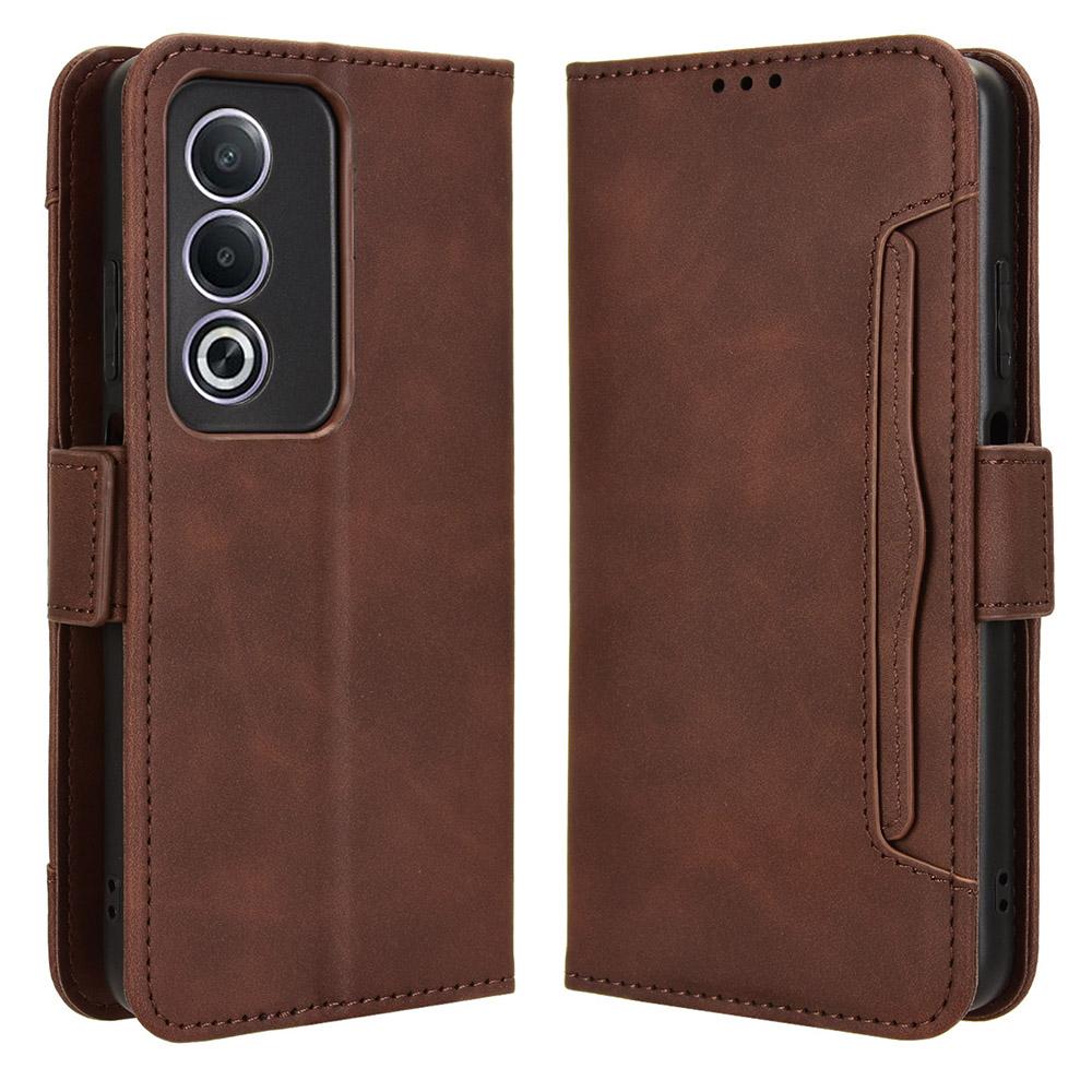 

For Oppo A80 5G/A3 Pro (Global) 5G/K12x 5G (India)/A3x 5G (China) Case Multiple Card Slots Leather Stand Phone Cover Brown