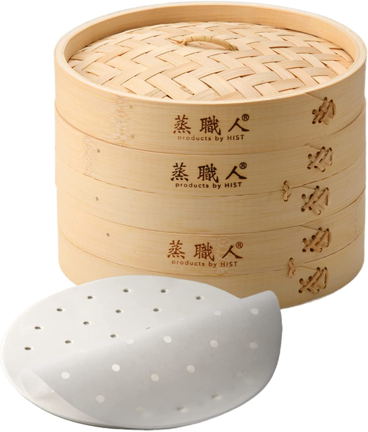Commercial Kitchen Heisto Bamboo Steamer 1 Commercial Includes 20 Steamer Sheets Bamboo Equipment Steamer, 2-Tier (2 Steamers, Lid), Use, (Steamer