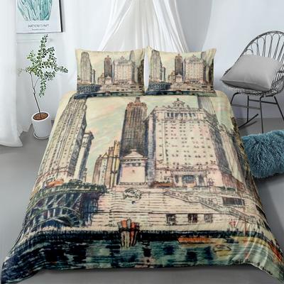 City Skyline Bettbezug-Set UK Einzel Doppel Queen US Twin Full King Size pkm Bettwäsche-Set