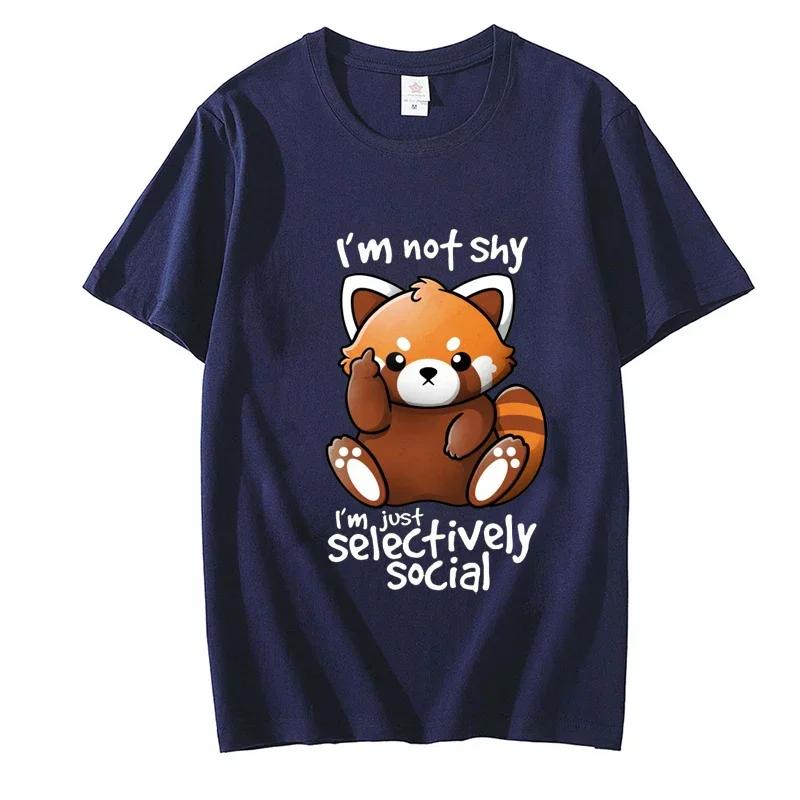 Shy Red Panda Print Tshirt for Unisex Clothes Chibi Animal Funny Cute Tshirt Short Sleeve Tee Tshirts Clothing Aesthetic Clothes