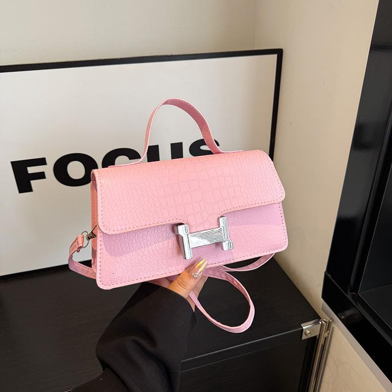 2025 New Crocodile Print Handbag Simple and Fashionable Small Square Bag French Stone Pattern Crossbody Bag Trendy Women's Bag