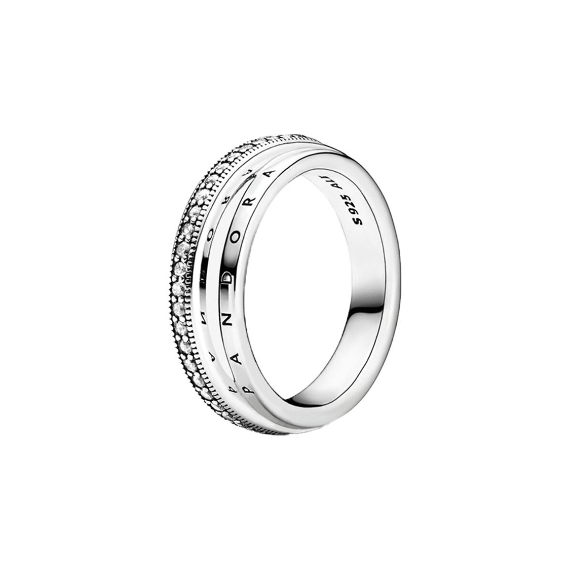 Pandora Pavé Set Triple Ring 925 Silver Women ring 199040C01 Box,48