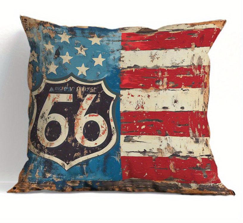 Pc Vintage Route Amerikanische Flagge Kissenbezug Dekorative Kissenhülle für Büro Schlafzimmer Wohnzimmer Auto Sofa