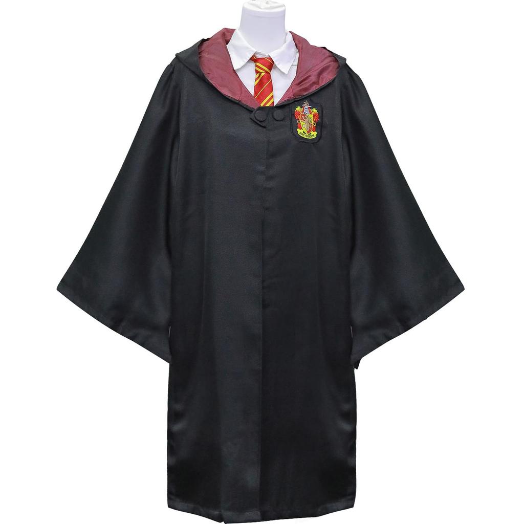Sutekus Harry Potter Robe + Glasses + Tie + Magic Wand 4-Piece Full Costume Set, Unisex, Academy Style (Gryffindor (Red), Size M (164-169cm))