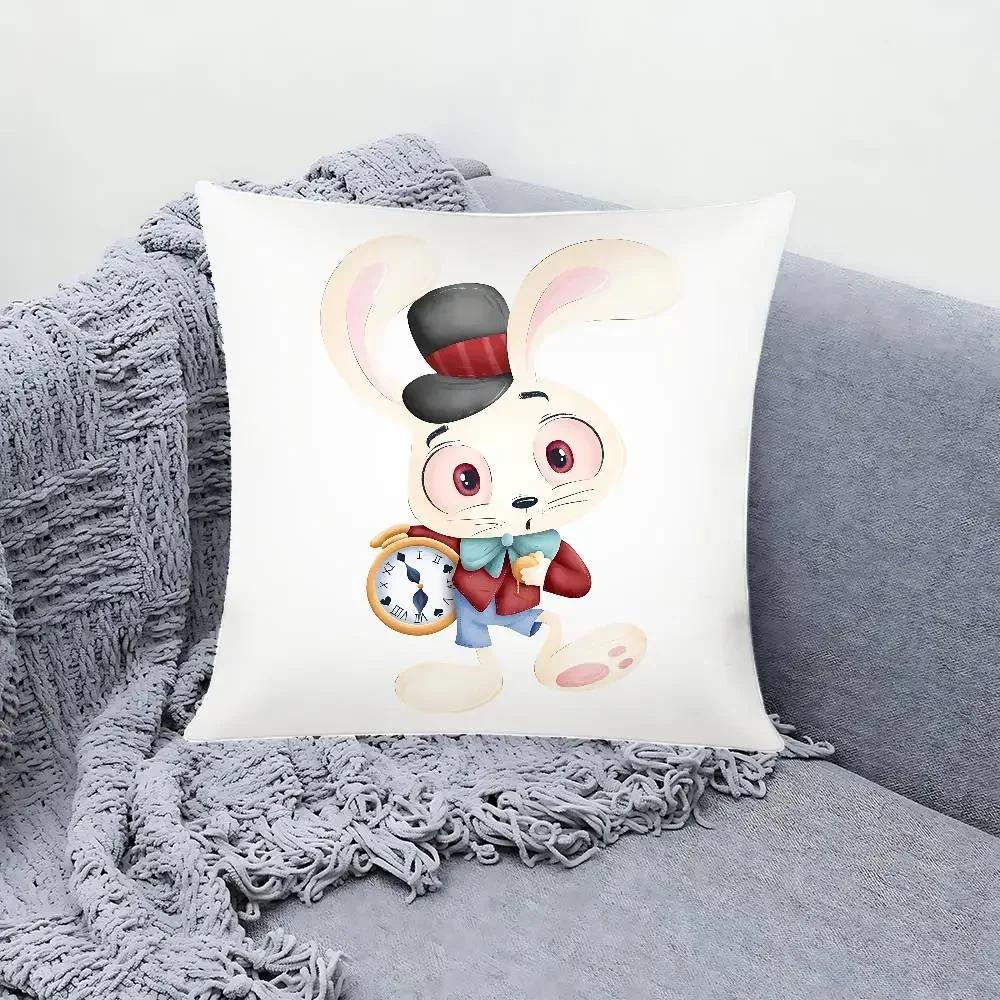 A-Alice In W-Wonderland Pillow Case Cushion Cover Soft Cute Throw Pillow Case For Car Sofa Pillowcase Polyester With Zipper