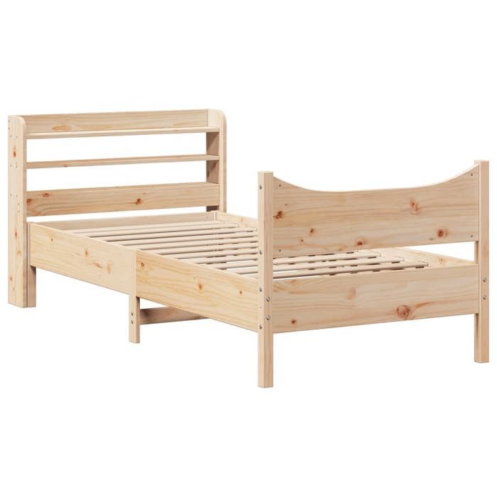 VidaXL Cadre de lit avec tête de lit 90x200 cm bois de pin massif, sommier, cadre de lit simple, cadre de lit en bois massif 3307053