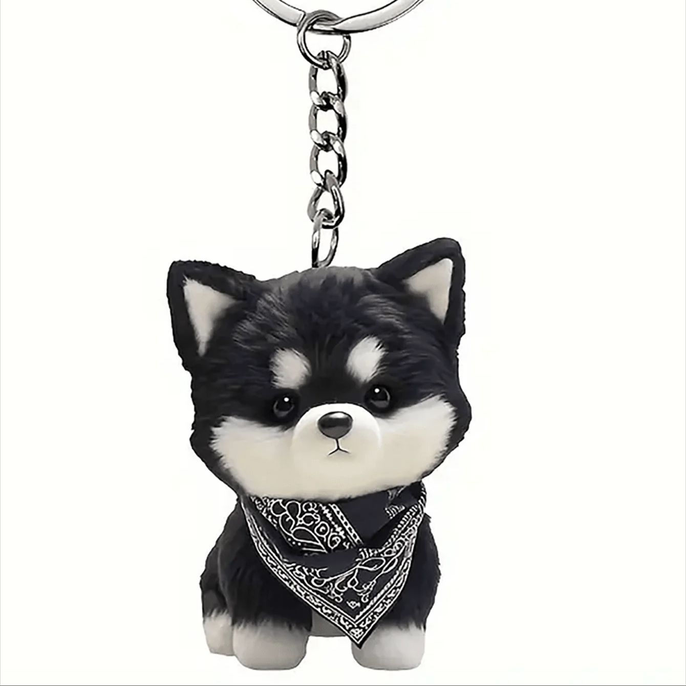 

Black Alaska Krikai Cute Little Dog Pendant Animal Design Lucky Charm Birthday Decoration Gift for Pet Lovers