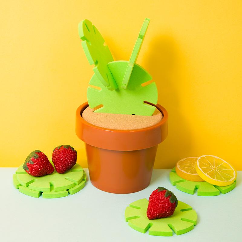 Original Coasters Set of 6 Pieces With Creative Cactus Shaped Design For Gift & Home Decoration for Bar Home Coffee Table