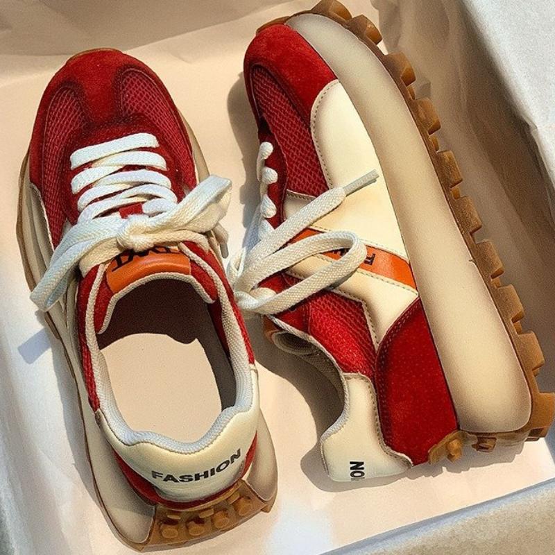 Sneakers Shoes Women 2025 Spring Autumn New Vintage Versatile Casual Lightweight Thick Sole Running Shoes Platform Shoes