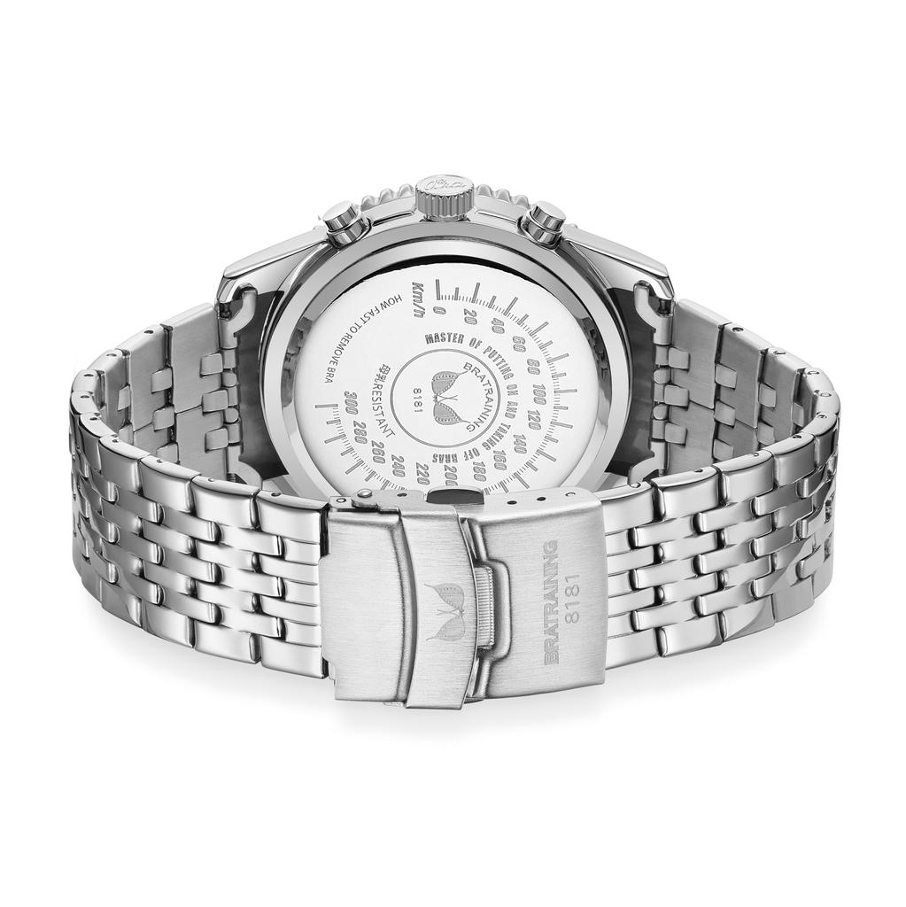BRATRAINING Watch Quartz Watch Waterproof for Daily Life Men's (Metal White)