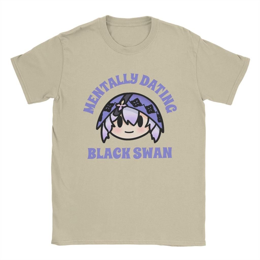 Casual Honkai Star Rail Mentally Dating Black Swan T-Shirt for Men Round Neck 100% Cotton T Shirts Short Sleeve Tees Party Tops