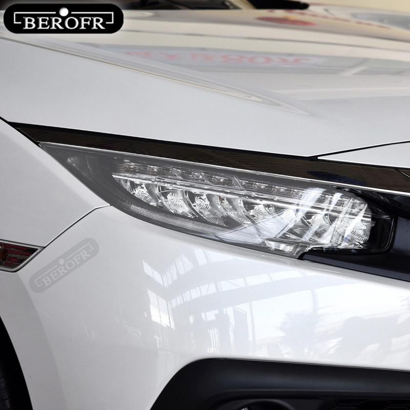 For Honda Civic 10th 2016- 19 TPU Car Headlight Film Protective Sticker Lamp Hoods Transparent Smoke Black Accessories