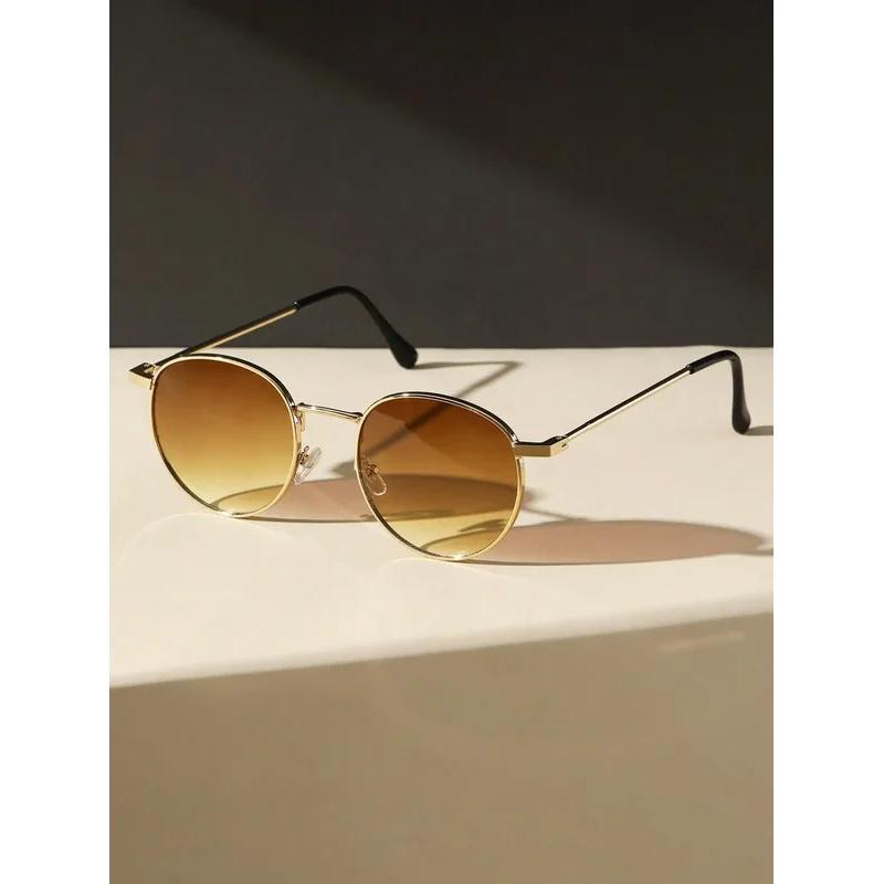 1PC Unisex Metal Round Frame Vintage Y2K Casual Sunglasses For Outdoor Daily Vacation Driving Clothing Accessories