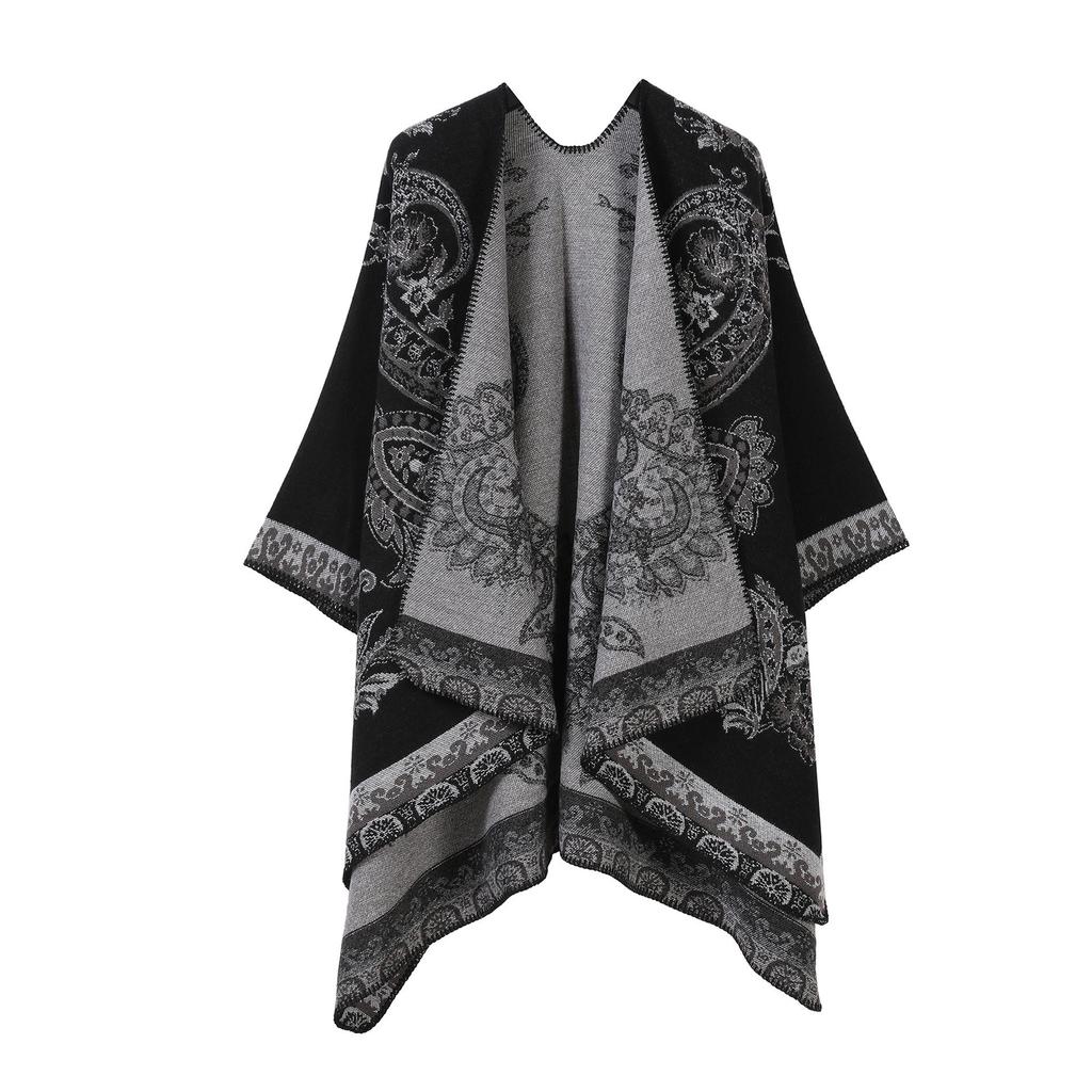 In-Stock Women's Double-Sided Tassel Shawl Cape - Classic Style, High-End, Warm, Perfect for Travel.