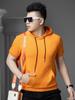 Europäischer Stil Einfarbiges Kapuzen-Kurzarm-T-Shirt für Herren, Sommer Trendiges Schlank geschnittenes Halbarm-Kapuzensweatshirt, Sportlich Lässig Hoodie