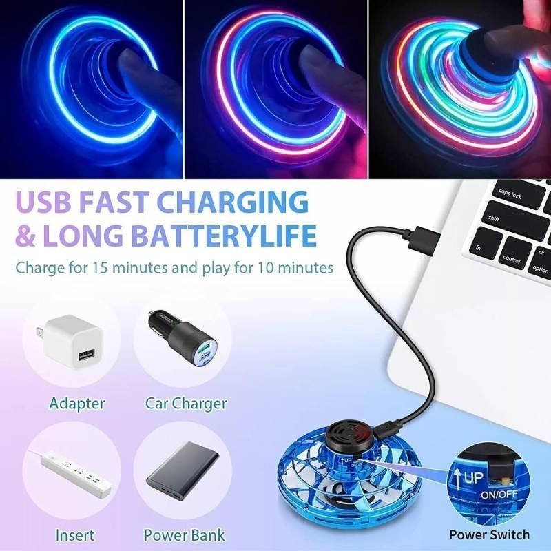 Vibrant Spinning Ufo Fidget Toy For Kids With Led Lights And Usb Charging